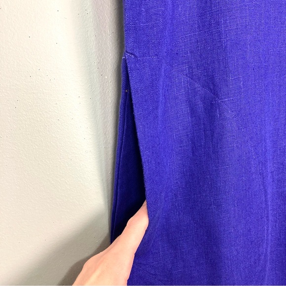 Vintage 100% Linen Maxi Dress Women’s Size S Button Front Straight Shift Column - Picture 4 of 9